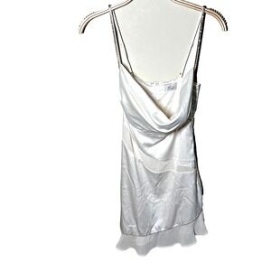 Oh POLLY Satin Rhinestone Mini Dress Ivory‎ Size 6 Party Formal Wedding Bride